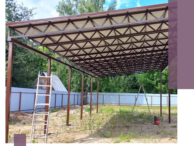 Односкатные навесы под ключ в Черемхове — изготовление и монтаж