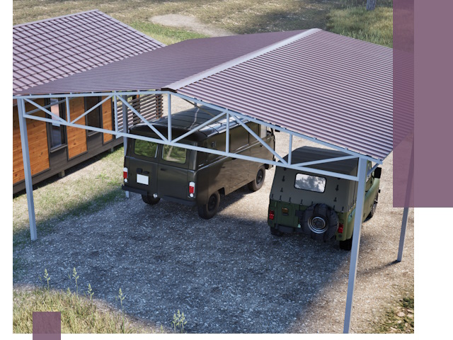 Двускатные навесы под ключ в Черемхове — изготовление и монтаж